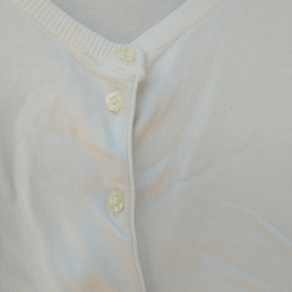 Ellen Tracy Medium Cardigan White 3/4 Long Sleeves Buttons Up Rayon Blend - Picture 4 of 9